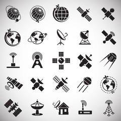 Satellite icons set on white background for graphic and web design. Simple vector sign. Internet concept symbol for website button or mobile app.
