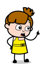 Giving Warning - Cute Girl Cartoon Character Vector Illustration