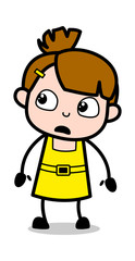 Worried - Cute Girl Cartoon Character Vector Illustration