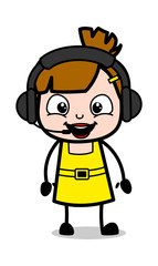 Customer Service - Cute Girl Cartoon Character Vector Illustration