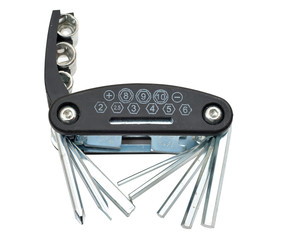 Used multi-tool for bicycle isolated on a white background