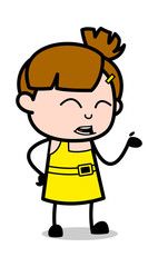 Hand Gesture While Talking - Cute Girl Cartoon Character Vector Illustration