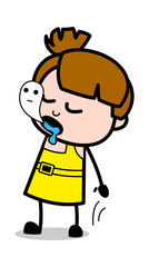 Soul Leaving Dead Body - Cute Girl Cartoon Character Vector Illustration