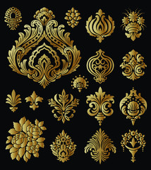 Vector Damask Patterns : Set 