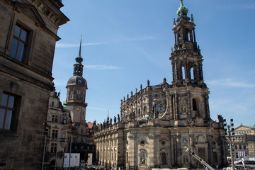 Fototapeta na wymiar Dresden cityscape with beautiful restored Baroque architecture, old downtown.