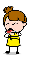Vomiting - Cute Girl Cartoon Character Vector Illustration