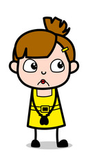 Scared - Cute Girl Cartoon Character Vector Illustration