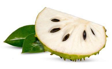 Soursop , Prickly Custard Apple isolated on white  