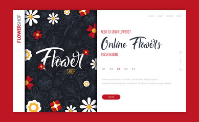 Web page design template for Flower Shop or Floristic. Modern design vector illustration concept for website and UI or UX.