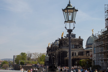 Dresden cityscape with beautiful restored Baroque architecture, old downtown.