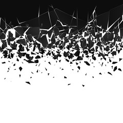 Abstract cloud of pieces and fragments after explosion. Shatter and destruction effect. Vector illustration - obrazy, fototapety, plakaty