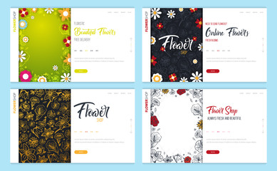 Fototapeta na wymiar Web page design template for Flower Shop or Floristic. Modern design vector illustration concept for website and UI or UX.