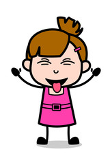 Teasing - Cute Girl Cartoon Character Vector Illustration