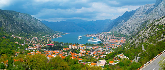 The bay and the city of Kotor, Montenegro - obrazy, fototapety, plakaty
