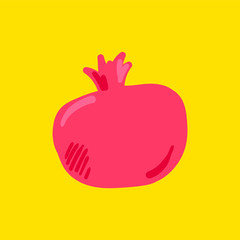 Pomegranate fruit flat vector illustration