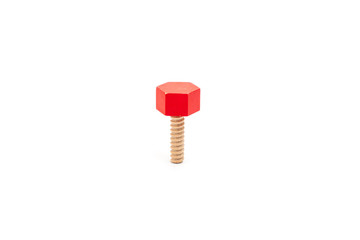 wooden screw and bolts toy isolated on white background
