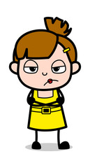 Disappointed Face Expression - Cute Girl Cartoon Character Vector Illustration
