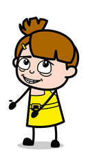 Requesting - Cute Girl Cartoon Character Vector Illustration