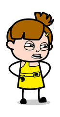 Irritated - Cute Girl Cartoon Character Vector Illustration