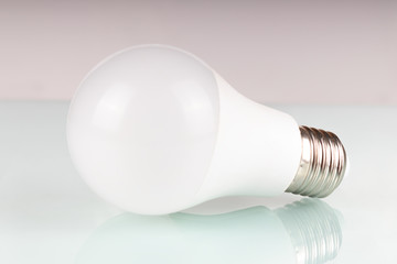 White LED light close up on a glass surface