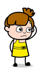 Feeling Guilty - Cute Girl Cartoon Character Vector Illustration