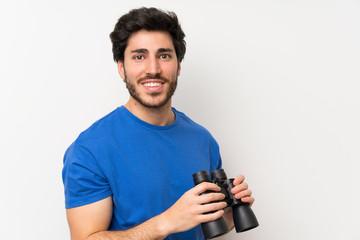 Handsome man with black binoculars