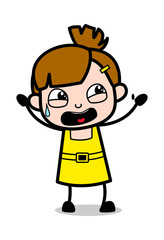 Screaming for Help - Cute Girl Cartoon Character Vector Illustration