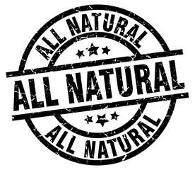 all natural round grunge black stamp