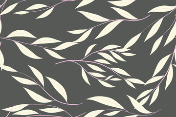 Eucalyptus Vector. Colorful Seamless Pattern with Vector Leaves, Branches and Floral Elements. Elegant Background for Wedding Design, Fabric, Textile, Dress. Eucalyptus Vector in Pastel Color Design.