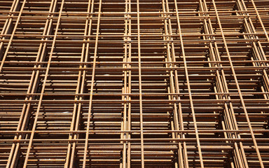 rusty welded mesh  in the construction site