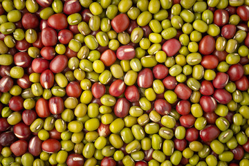 Dried red and green beans mixed together texture