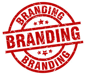 branding round red grunge stamp