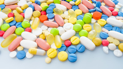 Fototapeta na wymiar A lot of colorful medication and pills