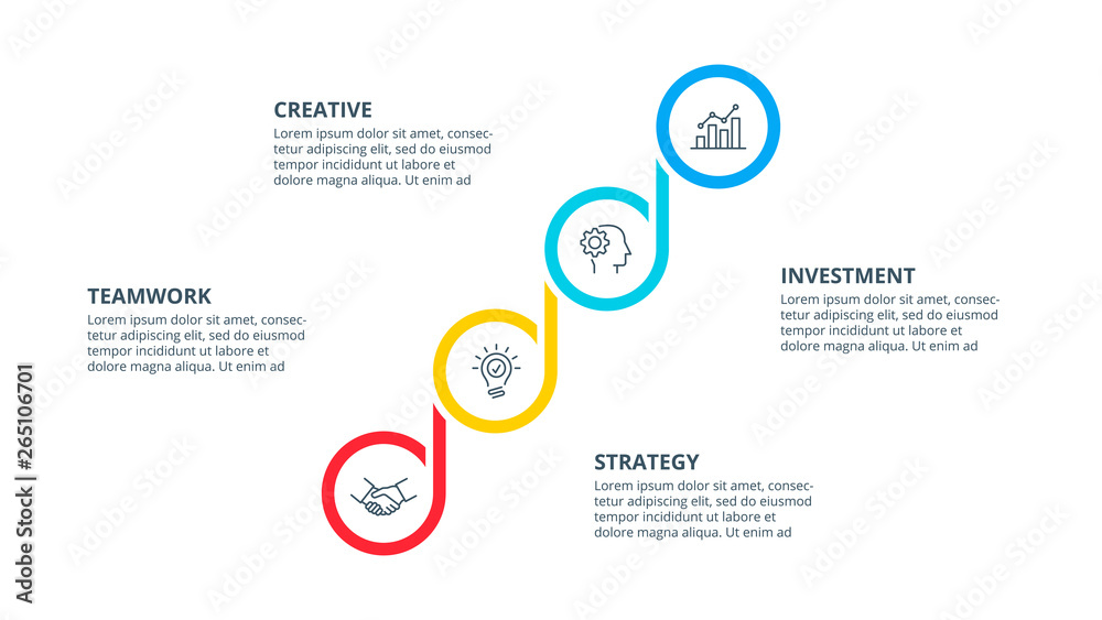 Poster abstract elements of graph, diagram with 4 steps, options, parts or processes. vector business templ