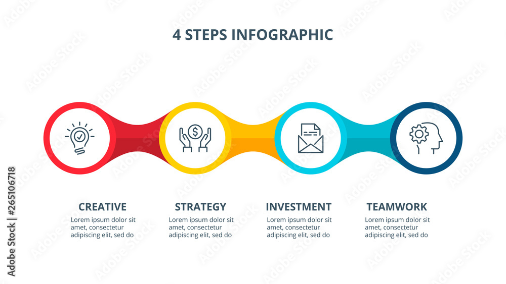 Poster Abstract elements of graph, diagram with 4 steps, options, parts or processes. Vector business template for presentation. Creative concept for infographic.