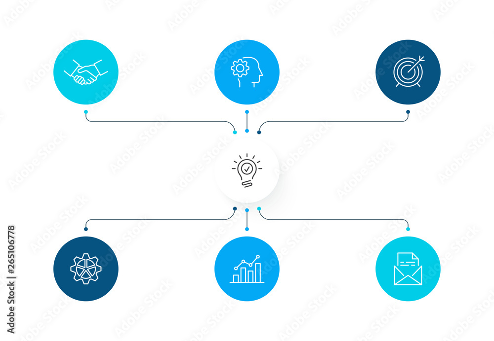 Poster Flowchart infographic template with 6 steps or options. Vector business template for presentation.