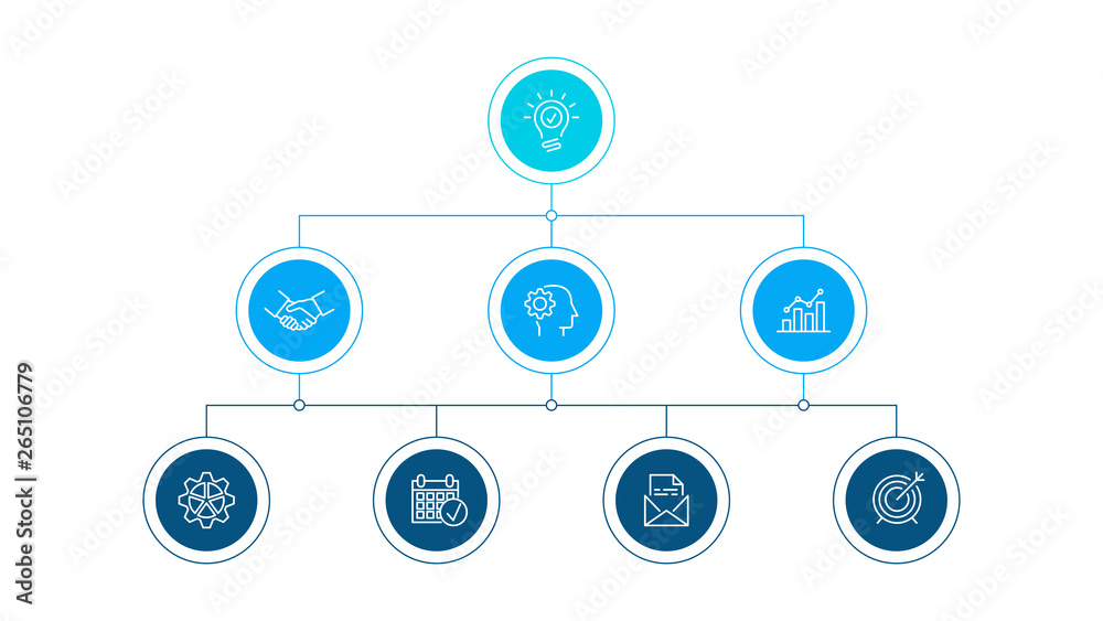 Poster Flowchart infographic template with 8 steps or options. Vector business template for presentation.