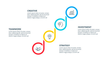 Abstract elements of graph, diagram with 4 steps, options, parts or processes. Vector business template for presentation. Creative concept for infographic.