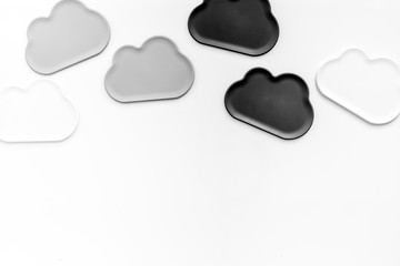 cloud computing concept with clouds on white background top view space for text