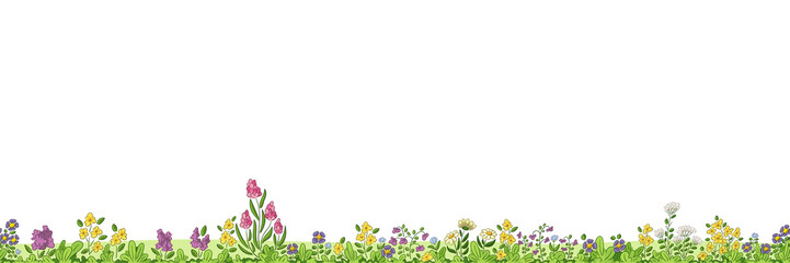 Obraz premium Seamless cartoon nature background. Vector illustration with separate layers.