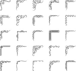 set of calligraphic design elements corners