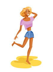 Girl dancing at a beach party