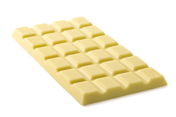 Whole slab of white chocolate isolated on white.
