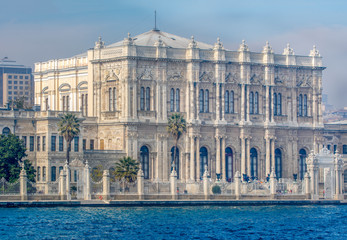 Fototapeta na wymiar Ciragan Palace historic architecture, view from the Bosporus Strait in Istanbul, Turkey 