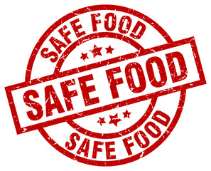 safe food round red grunge stamp