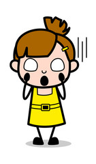 Fearful - Cute Girl Cartoon Character Vector Illustration