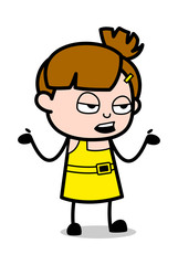 Unknown Expression - Cute Girl Cartoon Character Vector Illustration