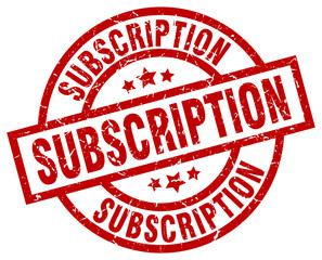 subscription round red grunge stamp