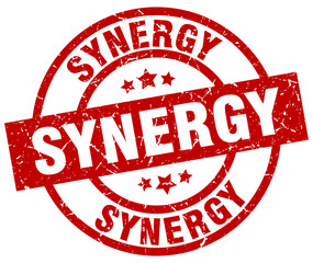 synergy round red grunge stamp