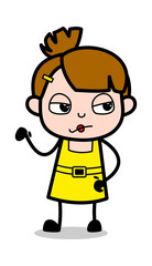 Talking Style - Cute Girl Cartoon Character Vector Illustration